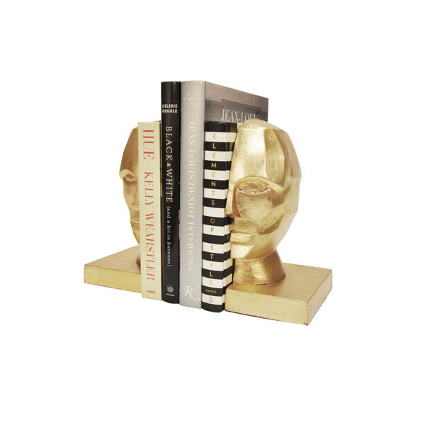 Gold Leaf 8-Inch Bookends, image 1